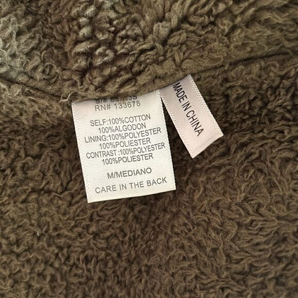 Love Tree‎ Olive Green barn coat jacket faux fur hood drawstring - Picture 6 of 8